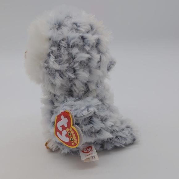 Ty Beanie Baby Boo's Owlette Plush Owl - White and Black with Gold Accents - Picture 2 of 6